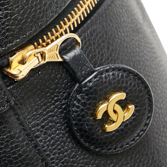 CHANEL Black Caviar Leather Logo Vanity Bag - Picture 10 of 14